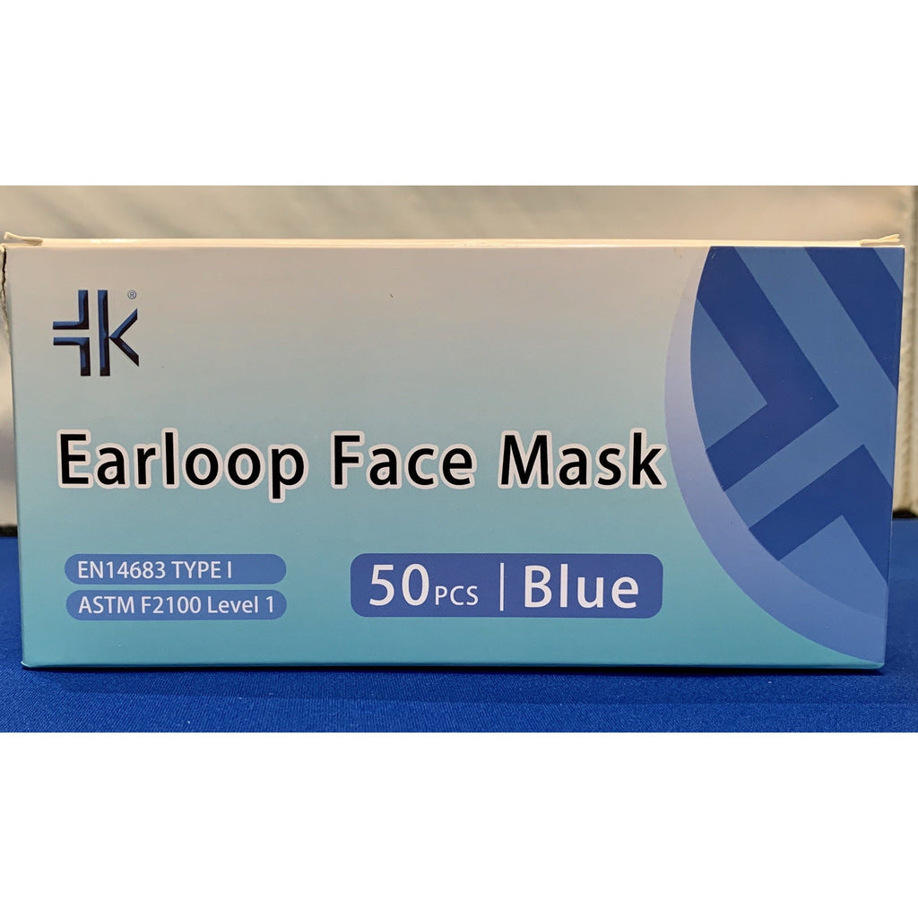 Face Mask, ASTM Level 1, Earloop, Blue (Box of 50) - The New Deal Shop
